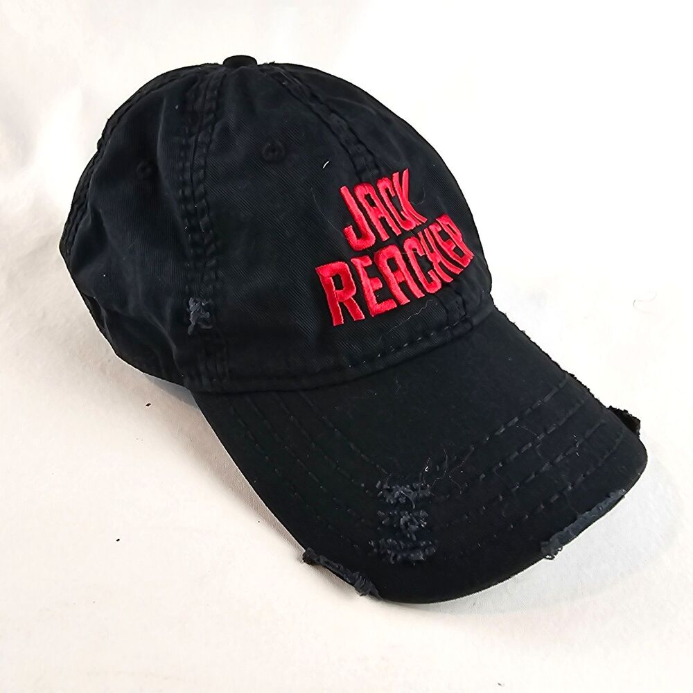 Jack Reacher Hat Black Distressed Adjustable Dad Cap Embroidered Otto Promo
